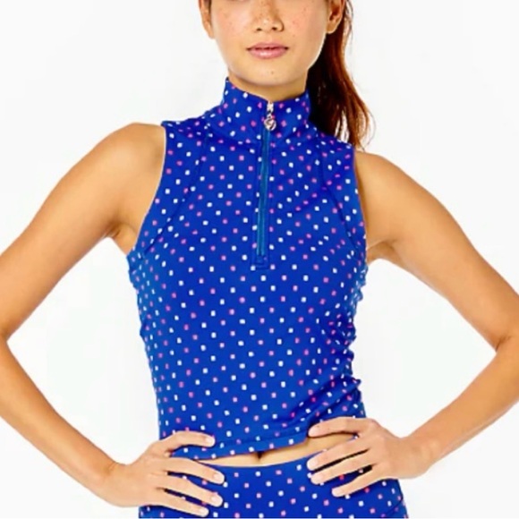 NWT Lilly Pulitzer Luxletic Callie Half Zip UPF 50+ Top Blue Size XXL - Picture 3 of 10
